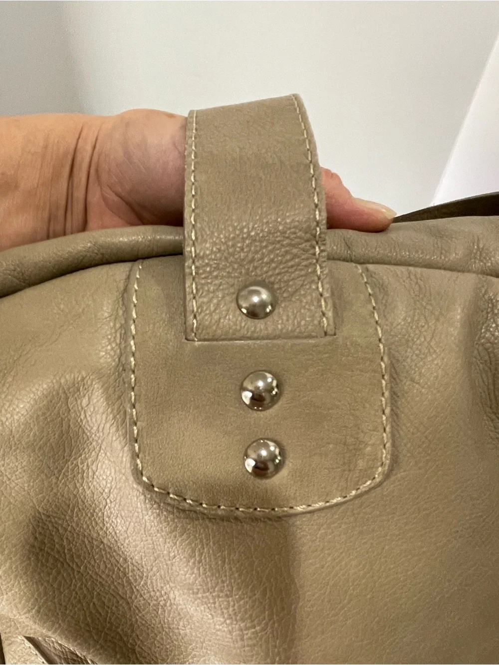 Valentina Leather Weekender Bag in Taupe Distressed Leather